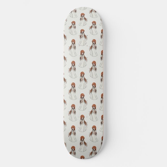Anime Weeb Girl Manga Pattern Design  Skateboard (Front)