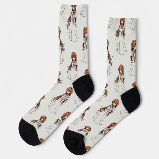 Anime Weeb Girl Manga Pattern Design  Socks (Left)