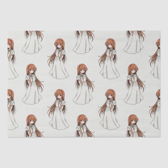 Anime Weeb Girl Manga Pattern Design  Tissue Paper (Front)