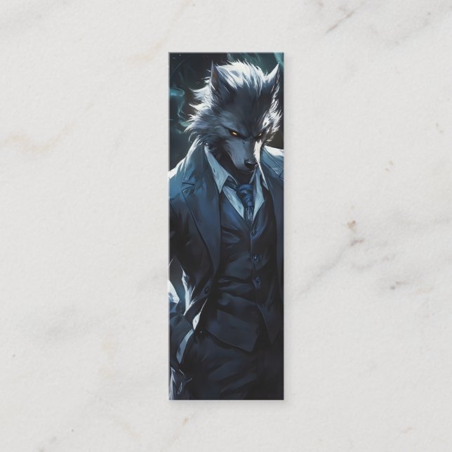 Anime Werewolf Gentleman Mini Business Card (Front)