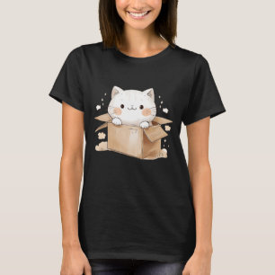 Anime White Cat in a Box Japanese Kawaii Cartoon G T-Shirt