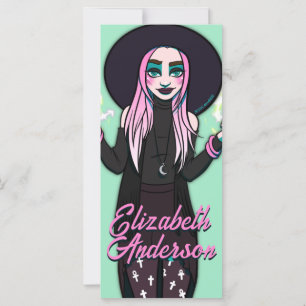 Anime Witch Black Pink Teen Girl Cartoon Bookmark