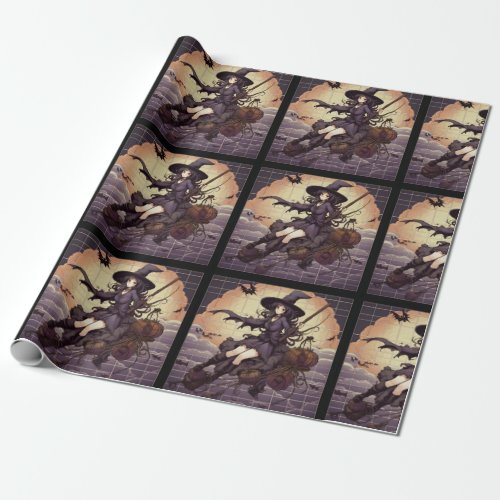 anime witch manga japanese otaku kawaii wicca goth wrapping paper