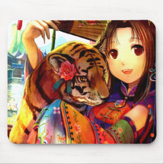 Anime With Tiger Mouse Pad