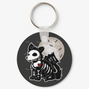 Anime Wolf Emo Goth Edgy Skeleton Halloween Dog Ma Keychain
