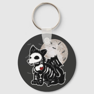 Anime Wolf Emo Goth Edgy Skeleton Halloween Dog Ma Keychain