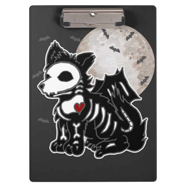 Anime Wolf Emo Goth Edgy Skeleton Halloween Dog No Clipboard (Front)