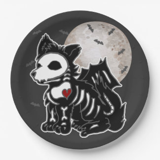 Anime Wolf Emo Goth Edgy Skeleton Halloween Dog Sq Paper Plates
