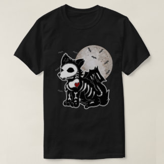 Anime Wolf Emo Goth Edgy Skeleton Halloween Dog T-Shirt