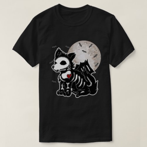 Anime Wolf Emo Goth Edgy Skeleton Halloween Dog T_Shirt