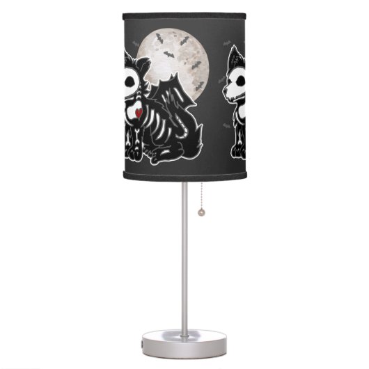 Anime Wolf Emo Goth Edgy Skeleton Halloween Dog Table Lamp (Left)