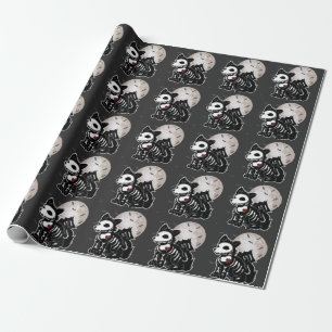 Anime Wolf Emo Goth Edgy Skeleton Halloween Dog Wrapping Paper