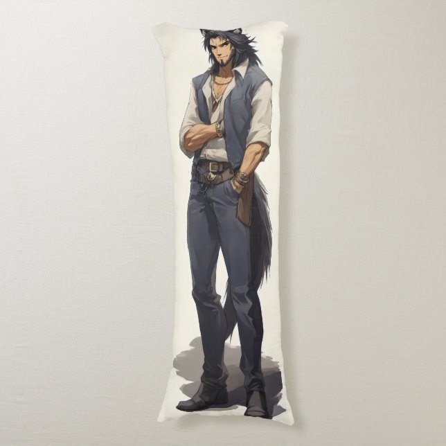 Anime Wolf Zaddy Body Pillow (Front Vertical)