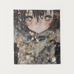 Anime Woman Collage Tapestry