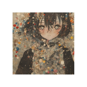 Anime Woman Collage Wood Wall Art