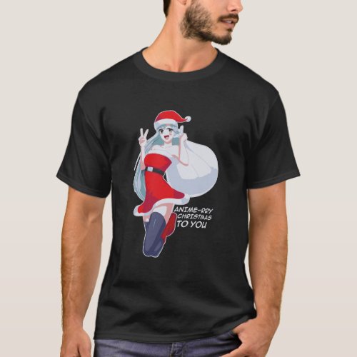 Animerry Christmas To You Cute Anime Santa Girl Lo T_Shirt