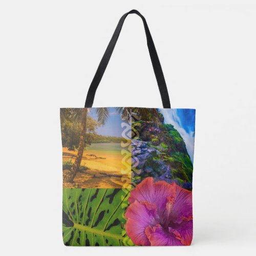 Anini Beach Kauai Hawaiian Collage Beach Bag