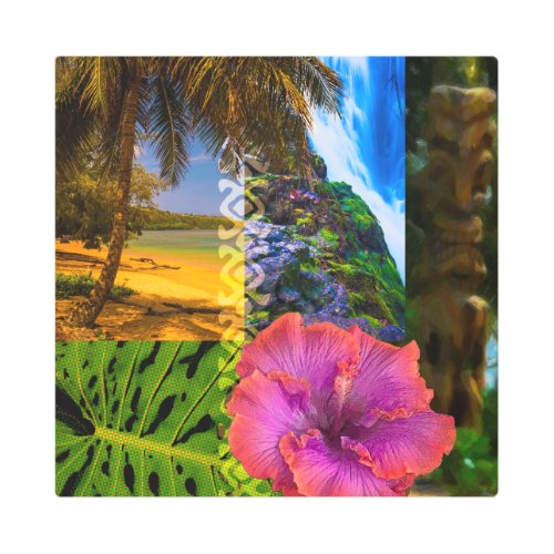 Anini Beach Kauai Hawaiian Collage Beach Bag Metal Print