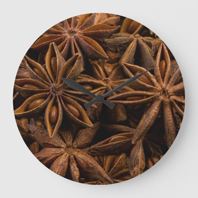 Anise Stars Pattern Large Clock (Front)