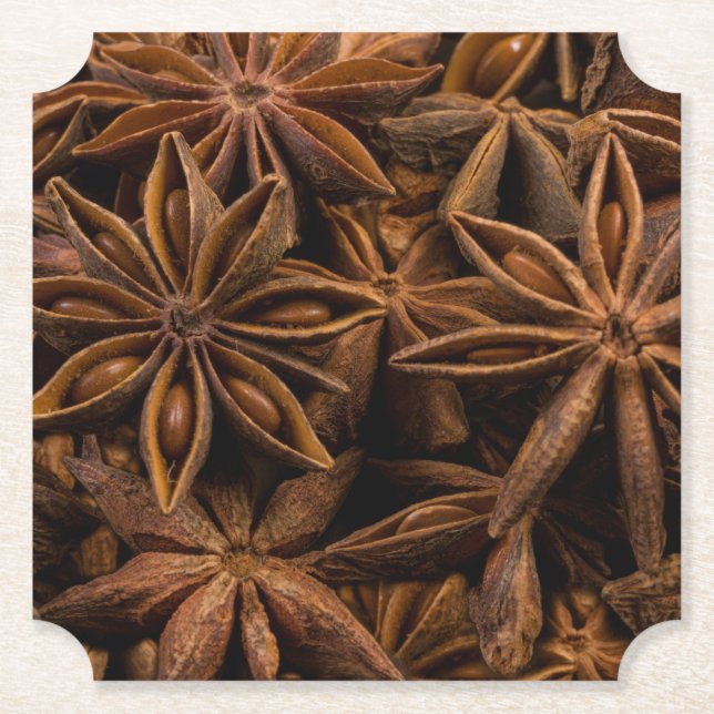 Anise Stars Pattern Paper Coaster (Front)