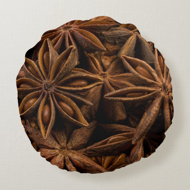 Anise Stars Pattern Round Pillow (Back)