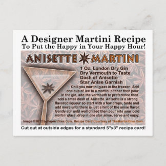 Anisette Martini Recipe Postcard