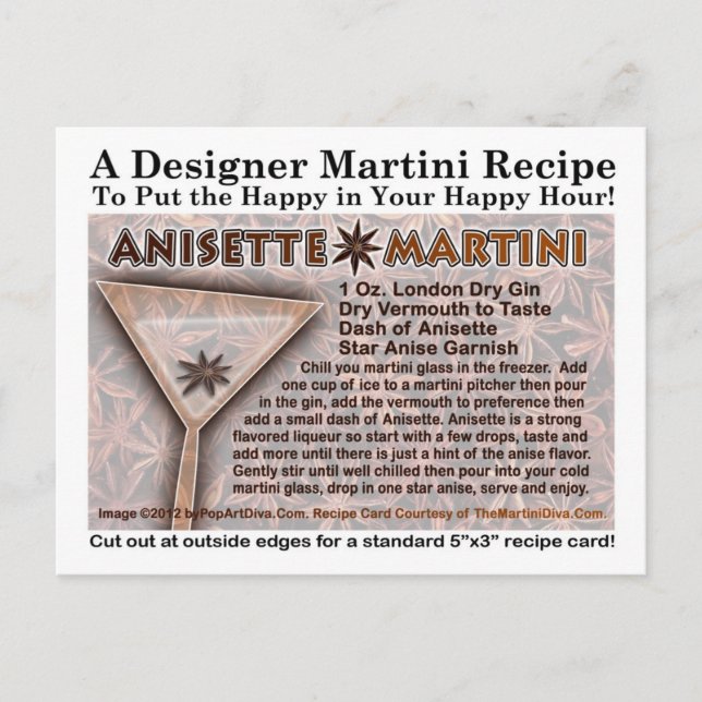 Anisette Martini Recipe Postcard (Front)