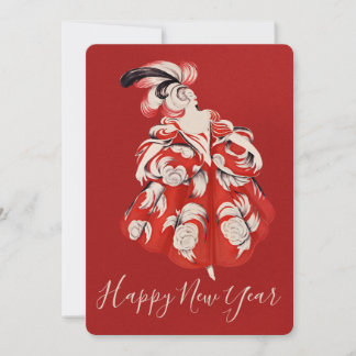Anisette Red New Year  Holiday Card