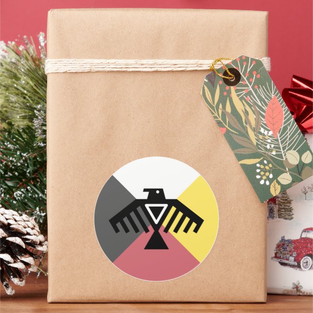 anishinaabe classic round sticker (Holiday)