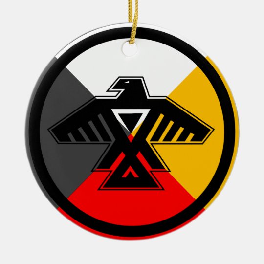 Anishinaabe Thunderbird in the Four Directions Ceramic Ornament