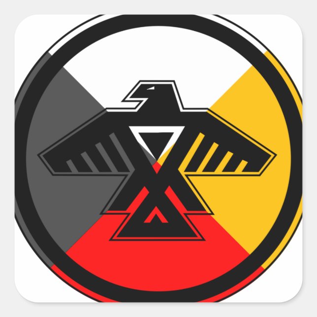 Anishinaabe Thunderbird in the Four Directions Square Sticker (Front)