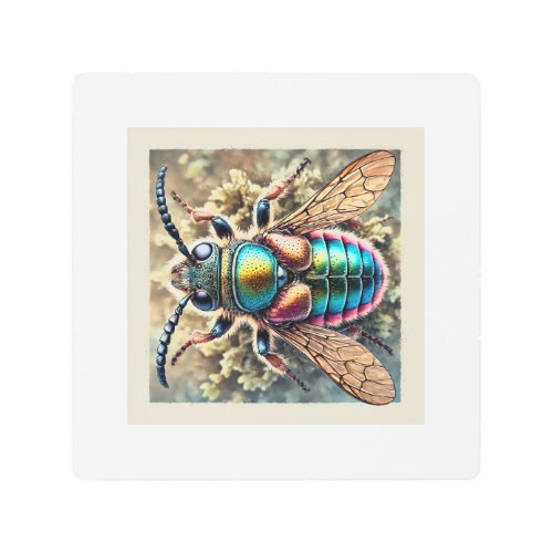 Anisosticta Insect in Watercolor and Ink 180624IRE Metal Print