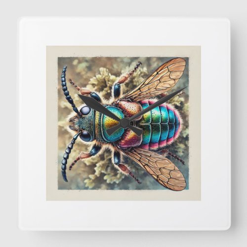 Anisosticta Insect in Watercolor and Ink 180624IRE Square Wall Clock