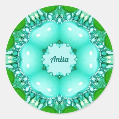 ANITA  Bright Abstract Fractal Pattern  Classic Round Sticker