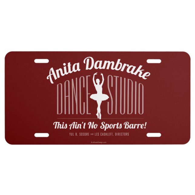 Anita Dambrake Dance Studio License Plate (Front)