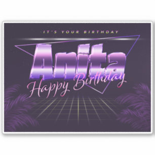 Anita Last Name First Name lilac retro sticker bir