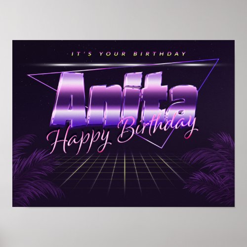 Anita Name First name lila retro Poster Birthday