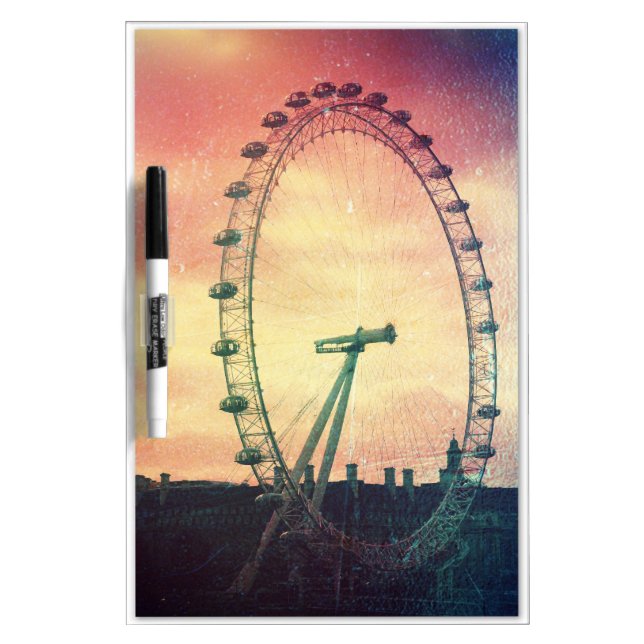 Anitiqued London Eye at Sunrise Dry Erase Board (Front)