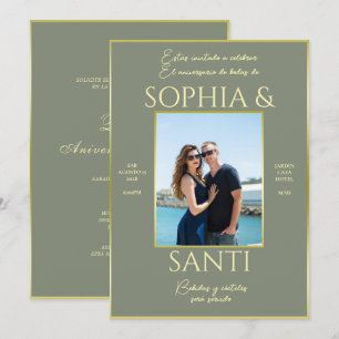 Aniversario de bodas con foto de elegancia moderna invitation