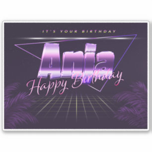 Anja name first name purple retro sticker birthday