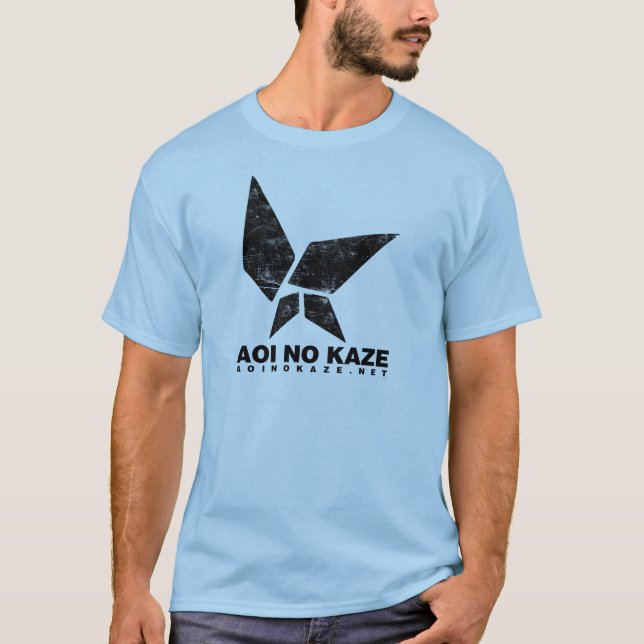 ANK Grunge Black on Light Blue T-Shirt (Front)