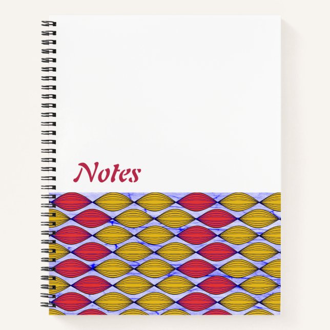Ankara fabric pattern bright color notebook (Front)