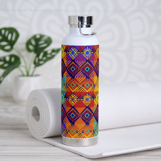 Ankara Style Bright Colorful Pattern Water Bottle (Yoga)