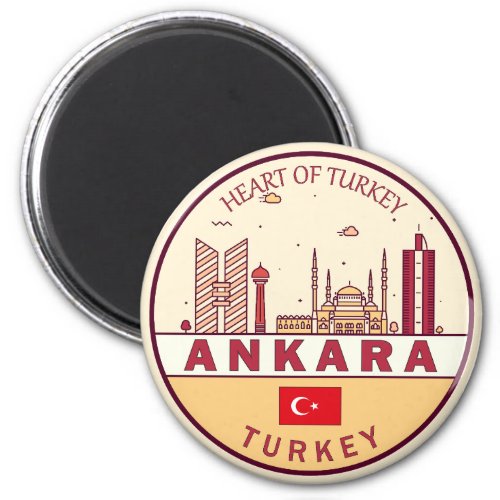Ankara Turkey City Skyline Emblem Magnet