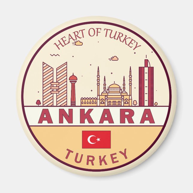 Ankara Turkey City Skyline Emblem Magnet (Front)