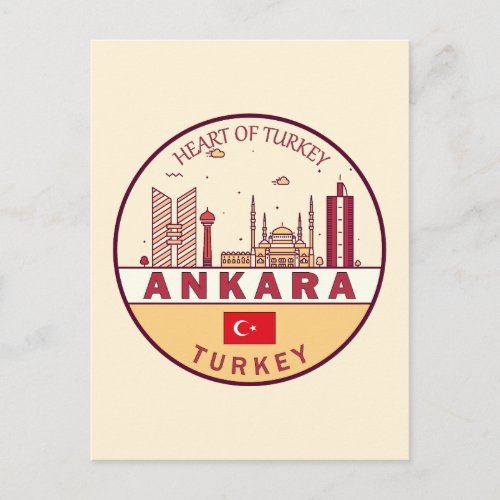 Ankara Turkey City Skyline Emblem Postcard