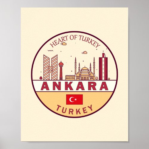 Ankara Turkey City Skyline Emblem Poster