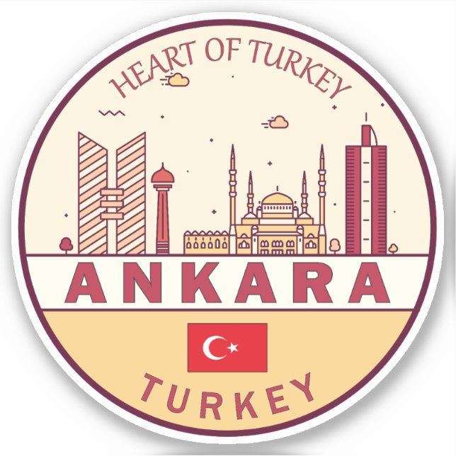 Ankara Turkey City Skyline Emblem Sticker (Front)