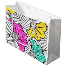 Ankara Turquoise and Yellow Floral Gift Bag