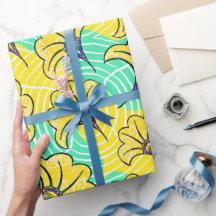 Ankara Turquoise and Yellow Floral Wrapping Paper